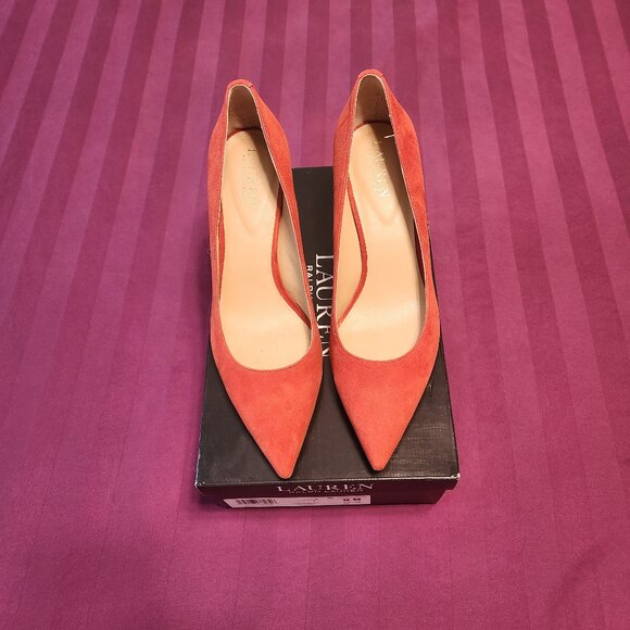 Lauren Ralph Lauren Women’s “Lanette” Heels – Size 9B – Orange Suede - Picture 1 of 6